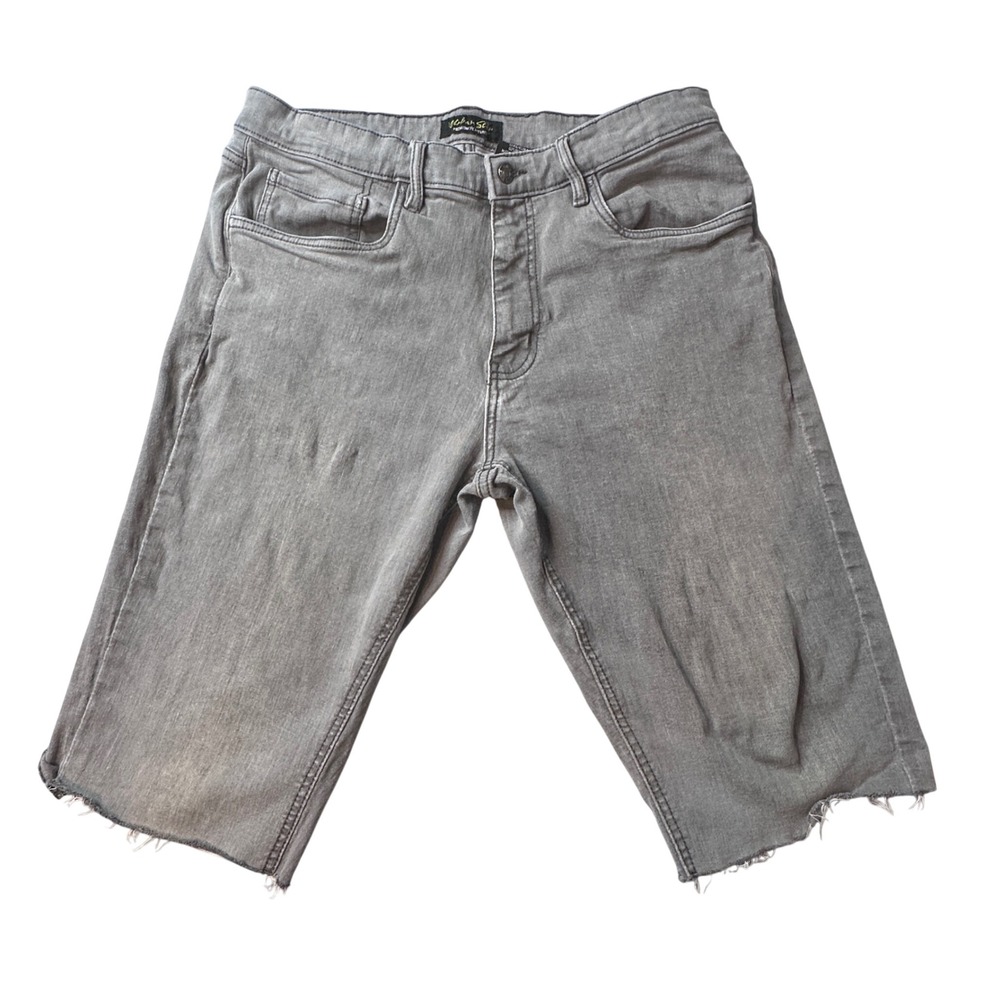 Urban Star Shorts Mens 34 Gray Denim Cut Off Raw Hem Stretch Casual Jorts Y2K
